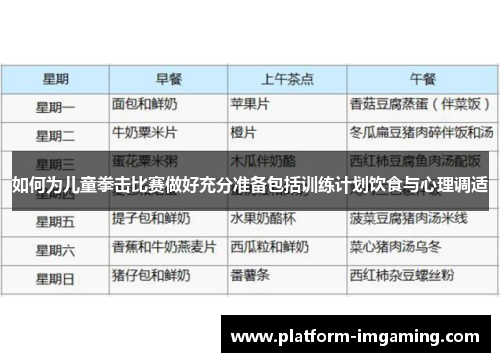 如何为儿童拳击比赛做好充分准备包括训练计划饮食与心理调适